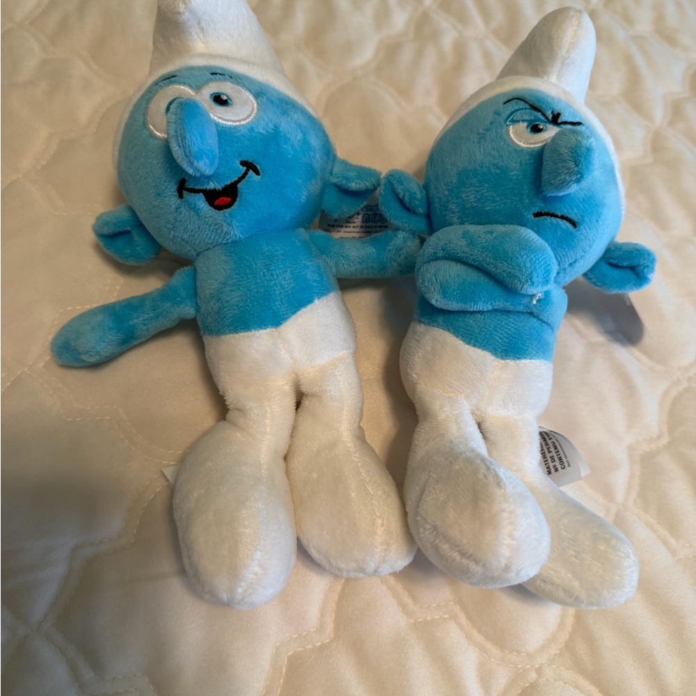 Blue and White Plush Toy Set